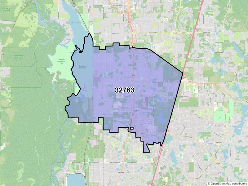 Map of ZIP Code 32763 — Orange City, FL