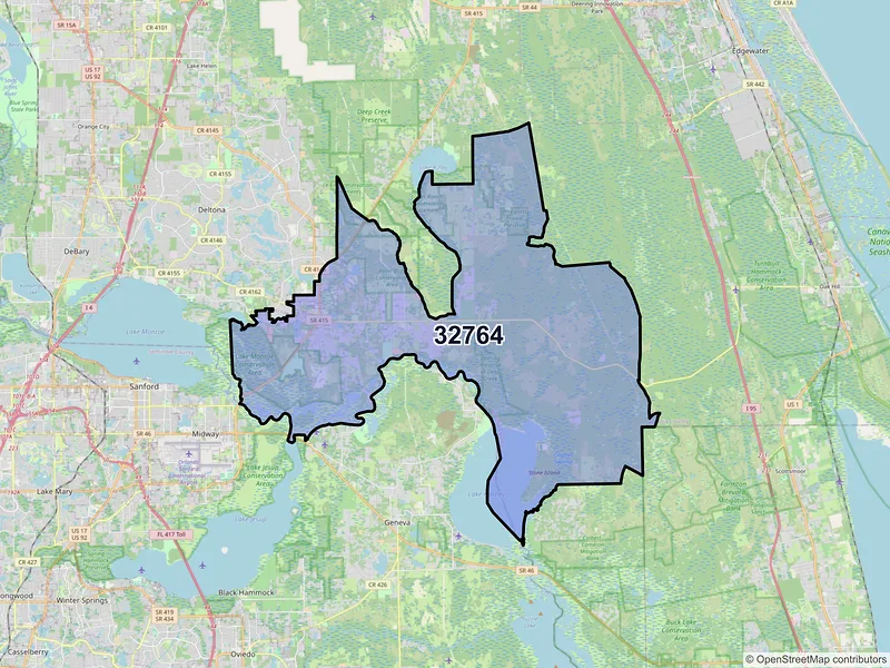 Map of ZIP Code 32764 — Osteen, FL