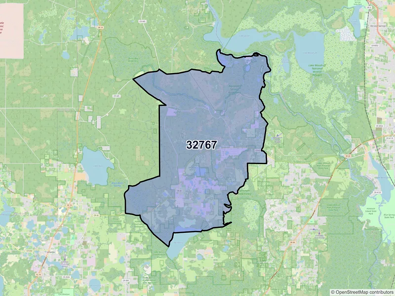 Map of Paisley, Florida and ZIP codes