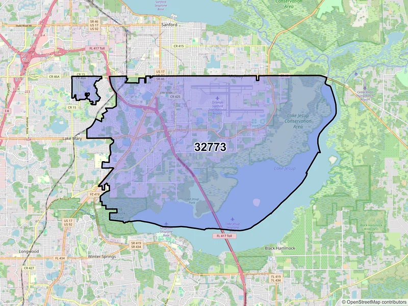 Map of ZIP Code 32773 — Sanford, FL