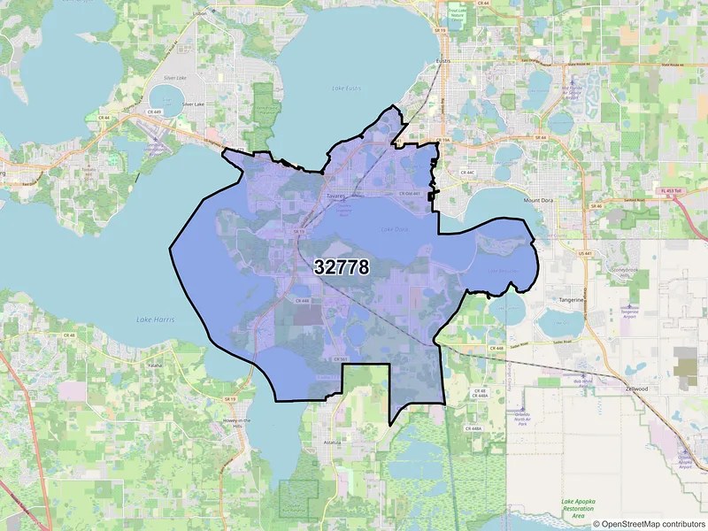 Map of ZIP Code 32778 — Tavares, FL
