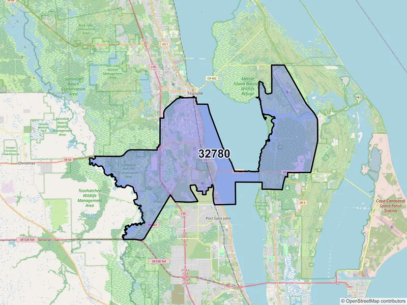 Map of ZIP Code 32780 — Titusville, FL