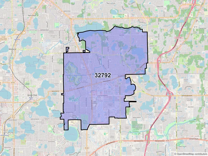Map of ZIP Code 32792 — Winter Park, FL