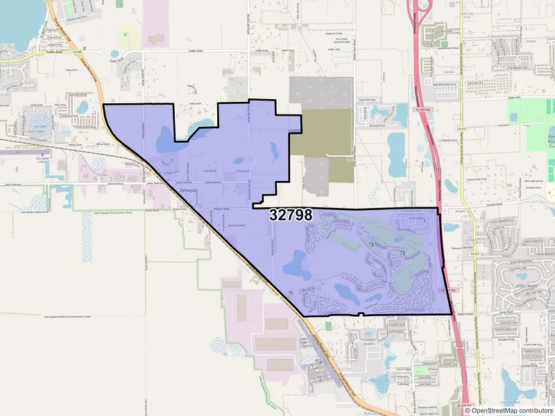 Map of ZIP Code 32798 — Zellwood, FL