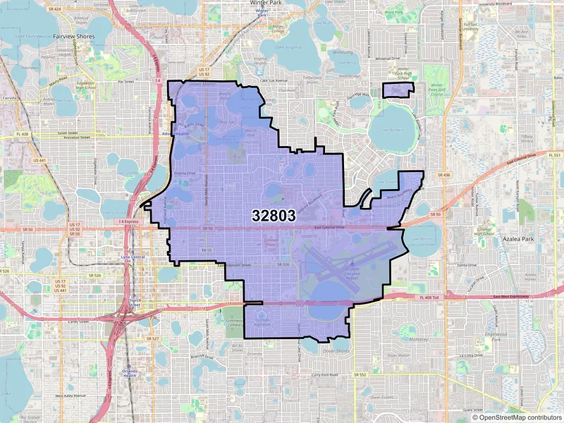 Map of ZIP Code 32803 — Orlando, FL