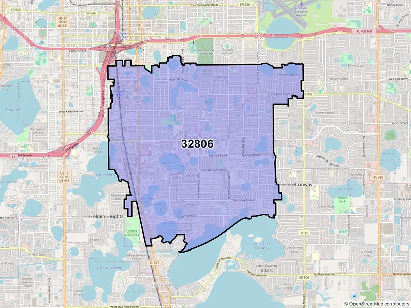 Map of ZIP Code 32806 — Orlando, FL