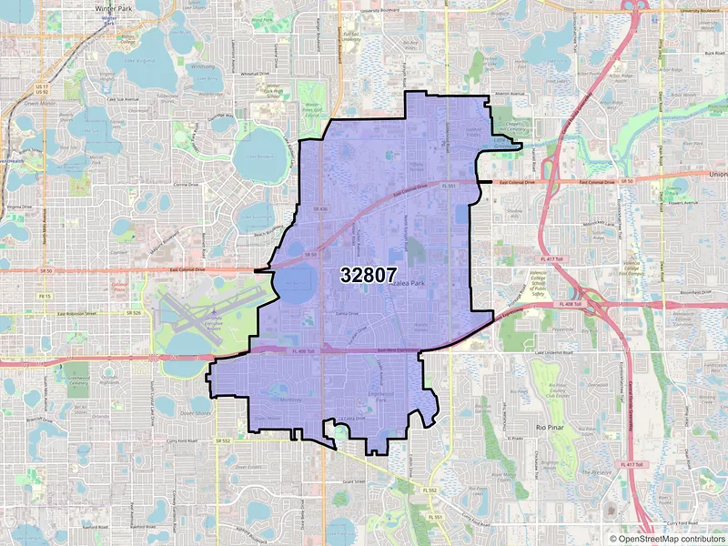 Map of ZIP Code 32807 — Orlando, FL