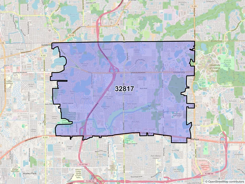 Map of ZIP Code 32817 — Orlando, FL