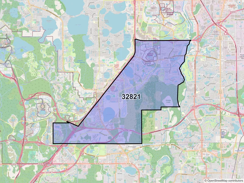 Map of ZIP Code 32821 — Orlando, FL