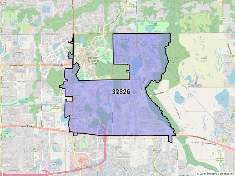 Map of ZIP Code 32826 — Orlando, FL