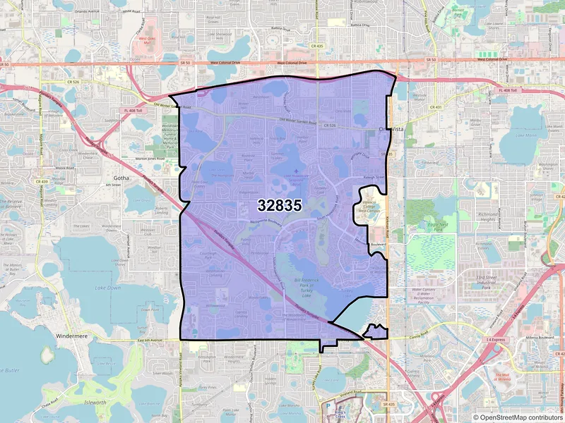 Map of ZIP Code 32835 — Orlando, FL