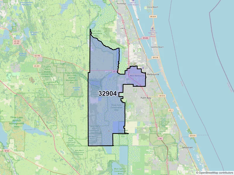 Map of ZIP Code 32904 — Melbourne, FL