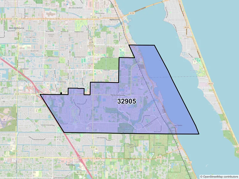 Map of ZIP Code 32905 — Palm Bay, FL