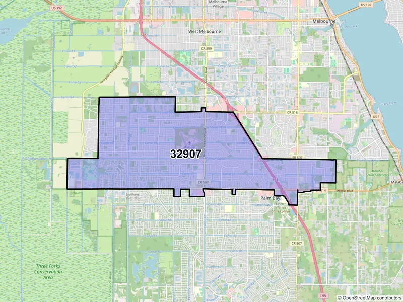 Map of ZIP Code 32907 — Palm Bay, FL
