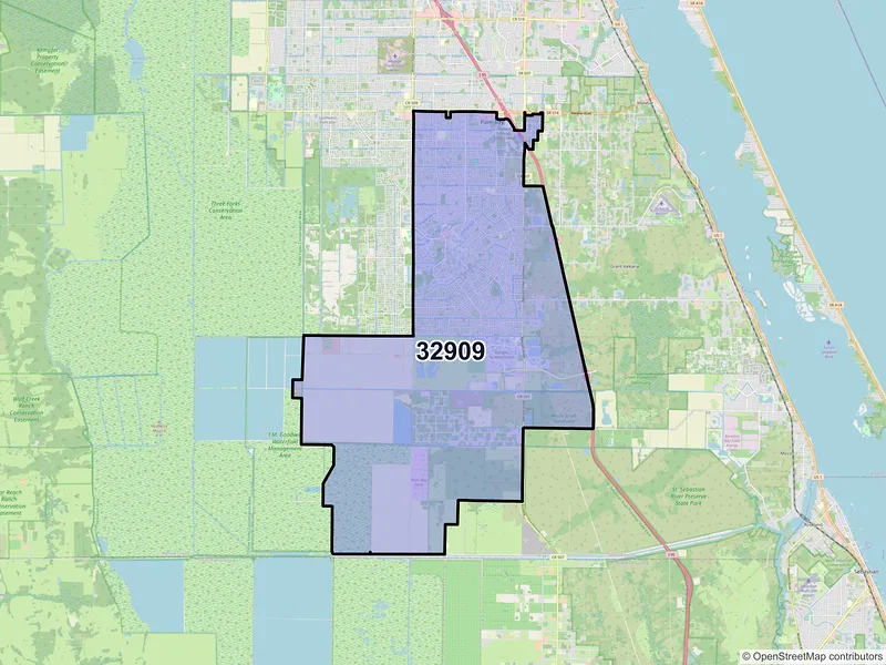 Map of ZIP Code 32909 — Palm Bay, FL