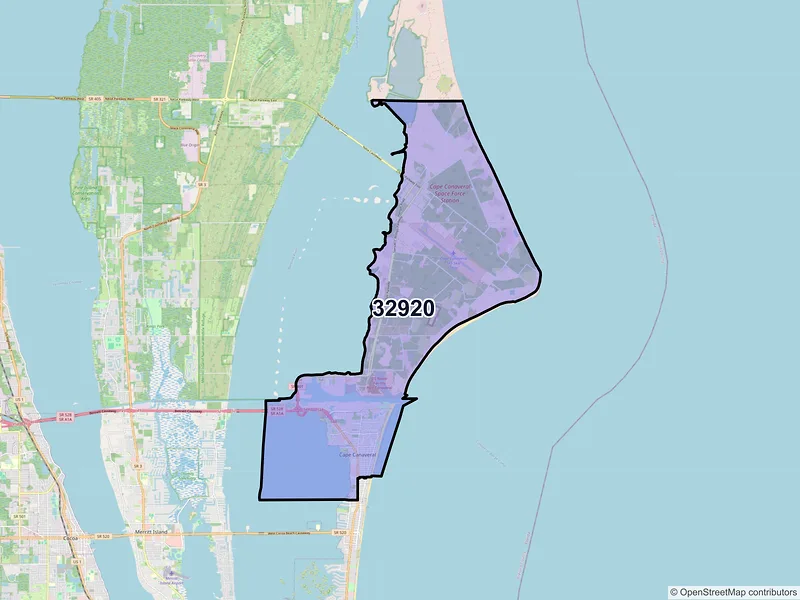 Map of ZIP Code 32920 — Cape Canaveral, FL