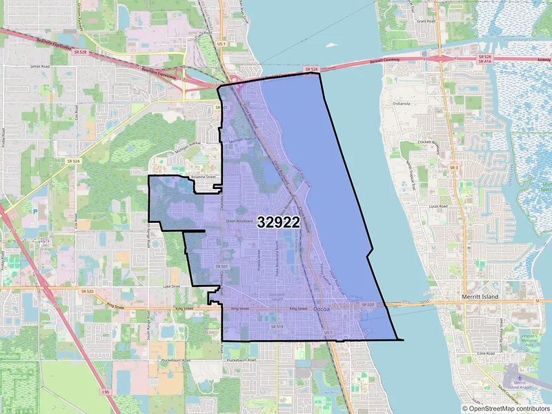 Map of ZIP Code 32922 — Cocoa, FL