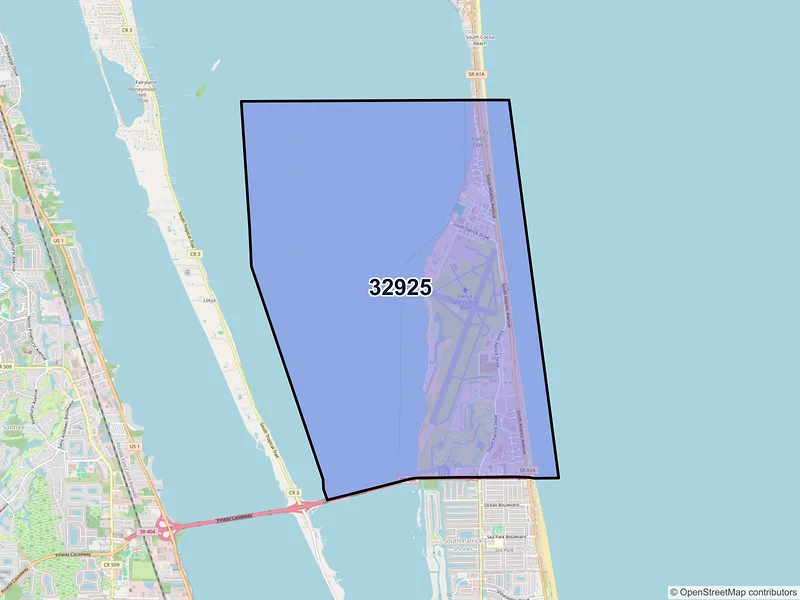 Map of ZIP Code 32925 — Patrick AFB, FL
