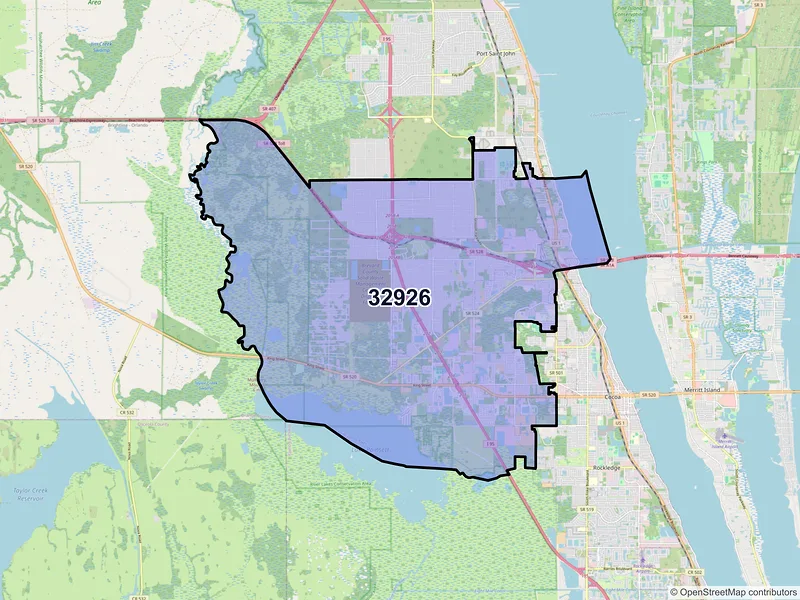 Map of ZIP Code 32926 — Cocoa, FL