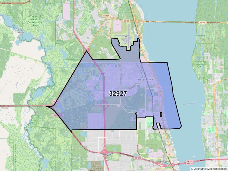 Map of ZIP Code 32927 — Cocoa, FL