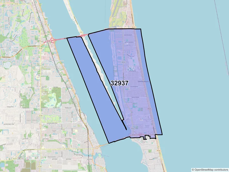 Map of ZIP Code 32937 — Satellite Beach, FL