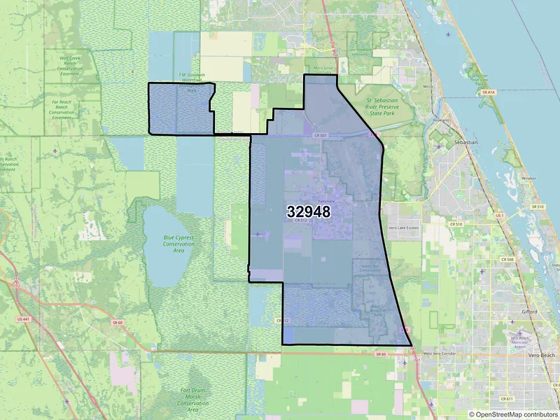 Map of ZIP Code 32948 — Fellsmere, FL