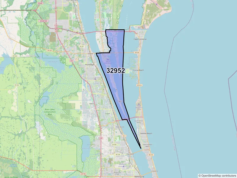 Map of ZIP Code 32952 — Merritt Island, FL