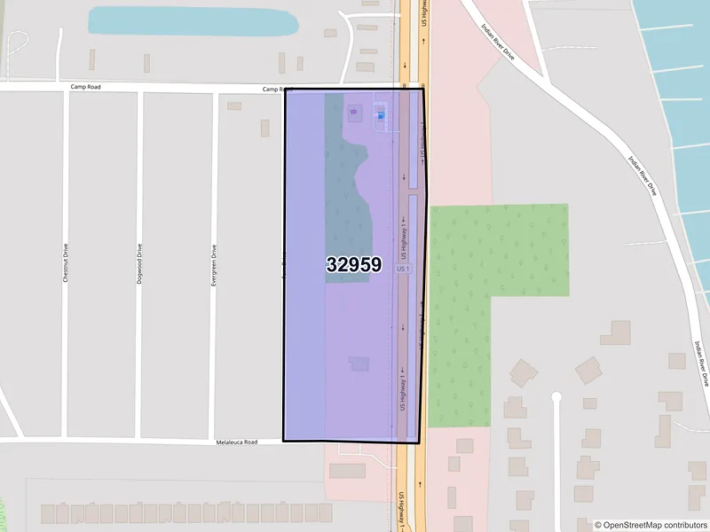 Map of Sharpes, Florida and ZIP codes