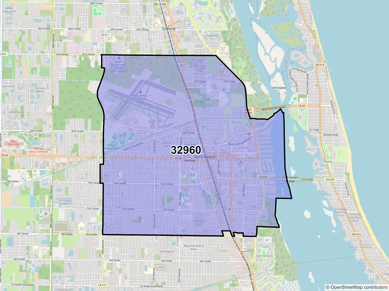 Map of ZIP Code 32960 — Vero Beach, FL