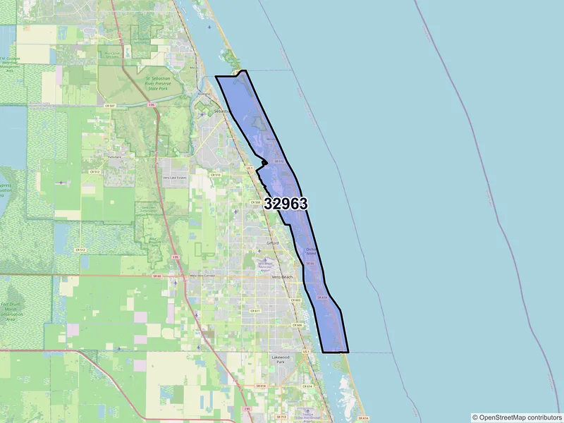 Map of ZIP Code 32963 — Vero Beach, FL