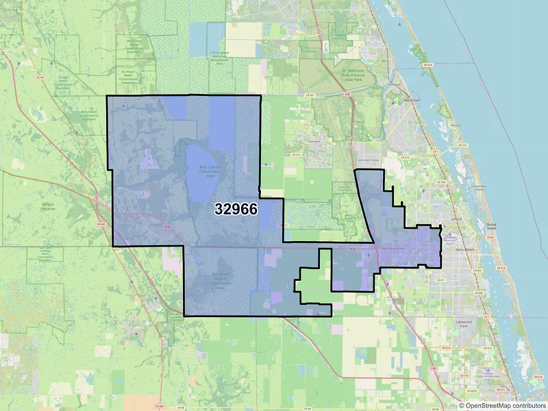 Map of ZIP Code 32966 — Vero Beach, FL