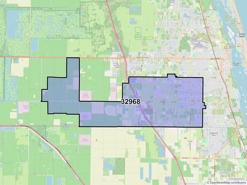 Map of ZIP Code 32968 — Vero Beach, FL