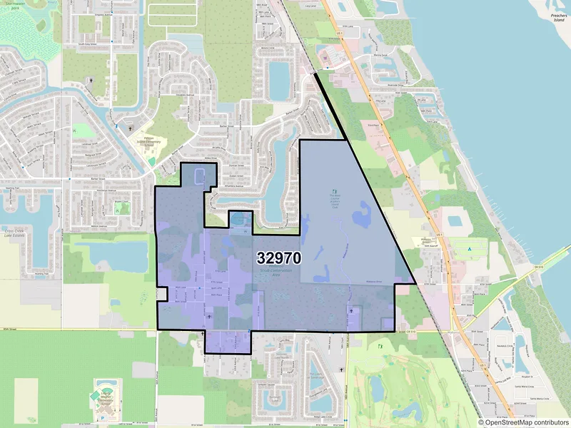 Map of Wabasso, Florida and ZIP codes