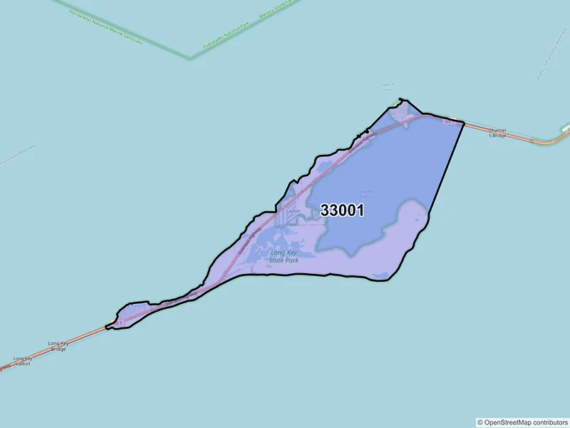 Map of Long Key, Florida and ZIP codes