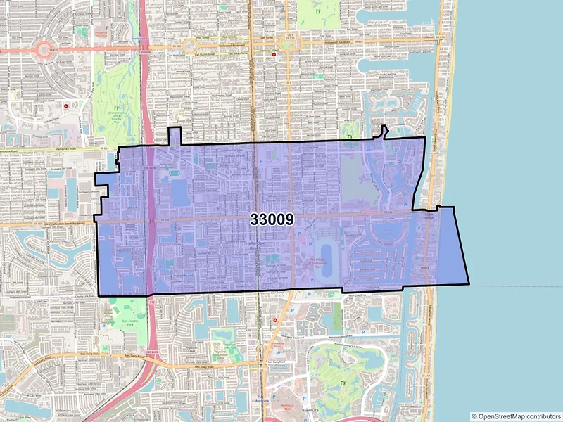 Map of ZIP Code 33009 — Hallandale, FL