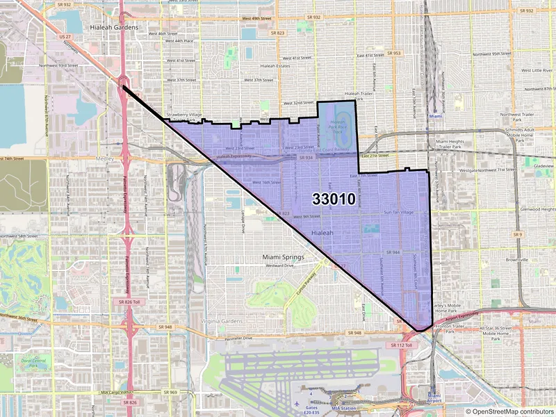 Map of ZIP Code 33010 — Hialeah, FL