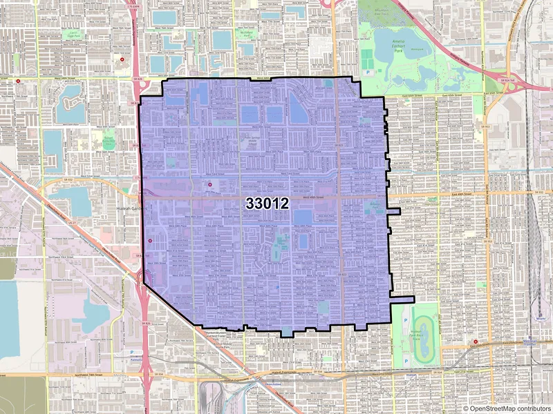 Map of ZIP Code 33012 — Hialeah, FL