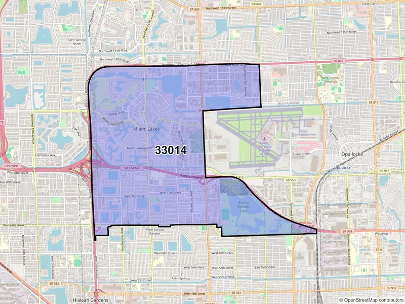 Map of ZIP Code 33014 — Hialeah, FL