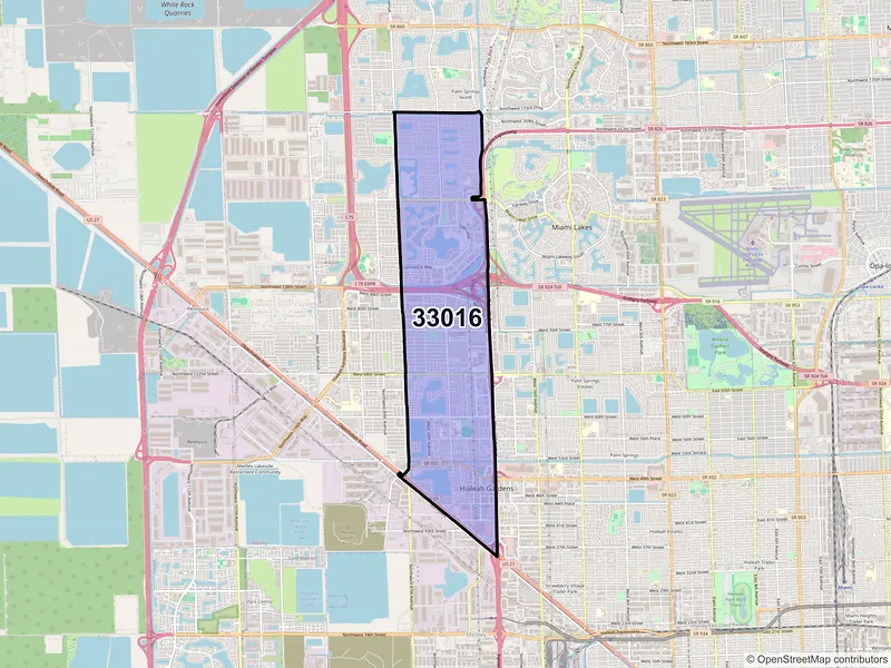 Map of ZIP Code 33016 — Hialeah, FL
