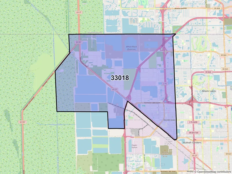 Map of ZIP Code 33018 — Hialeah, FL
