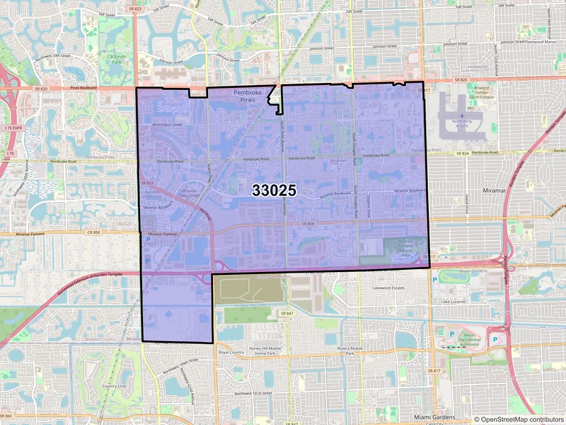 Map of ZIP Code 33025 — Hollywood, FL