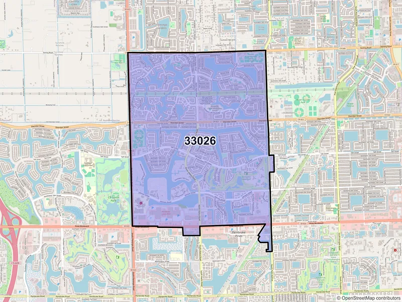 Map of ZIP Code 33026 — Hollywood, FL