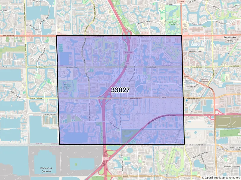 Map of ZIP Code 33027 — Hollywood, FL