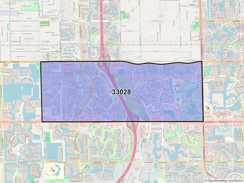 Map of ZIP Code 33028 — Pembroke Pines, FL