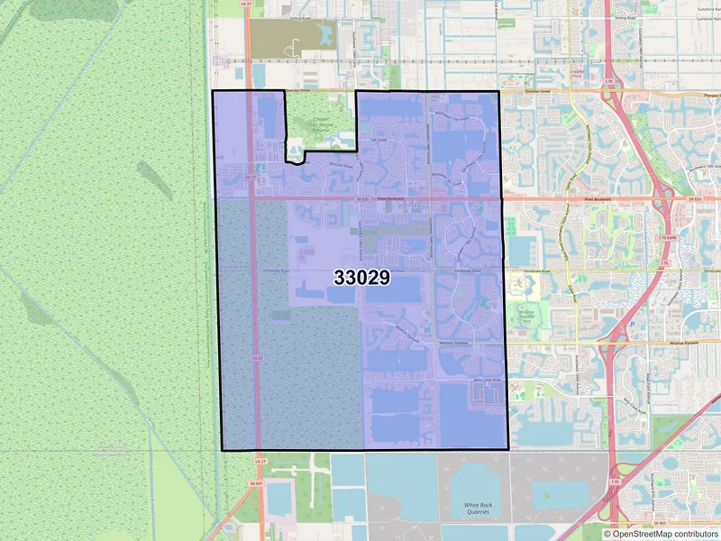 Map of ZIP Code 33029 — Hollywood, FL