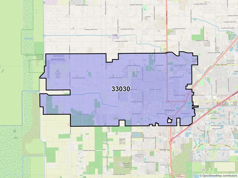 Map of ZIP Code 33030 — Homestead, FL