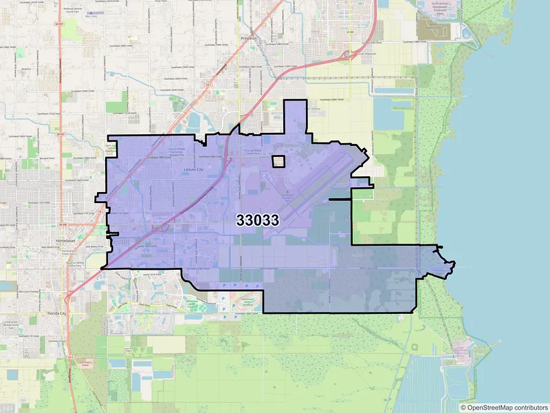 Map of ZIP Code 33033 — Homestead, FL
