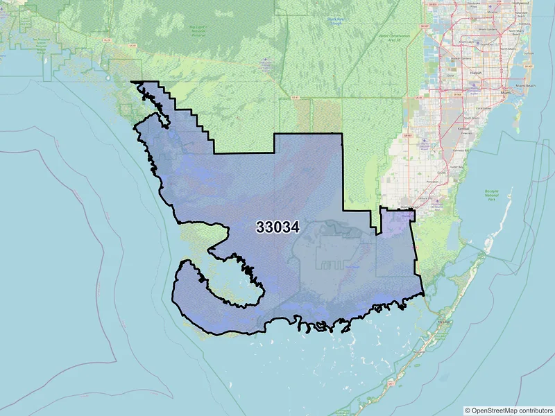 Map of ZIP Code 33034 — Homestead, FL