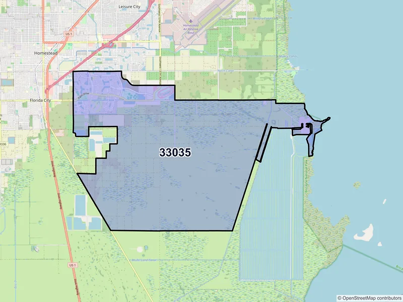 Map of ZIP Code 33035 — Homestead, FL