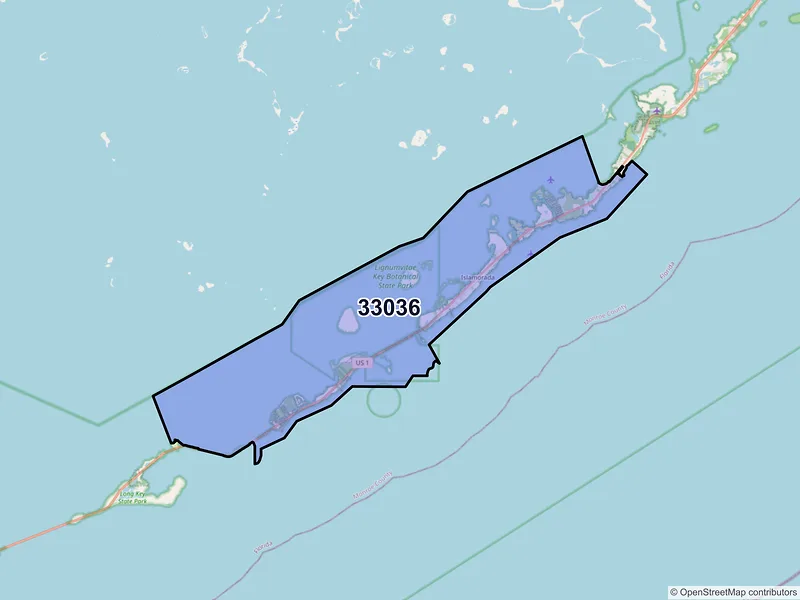 Map of ZIP Code 33036 — Islamorada, FL